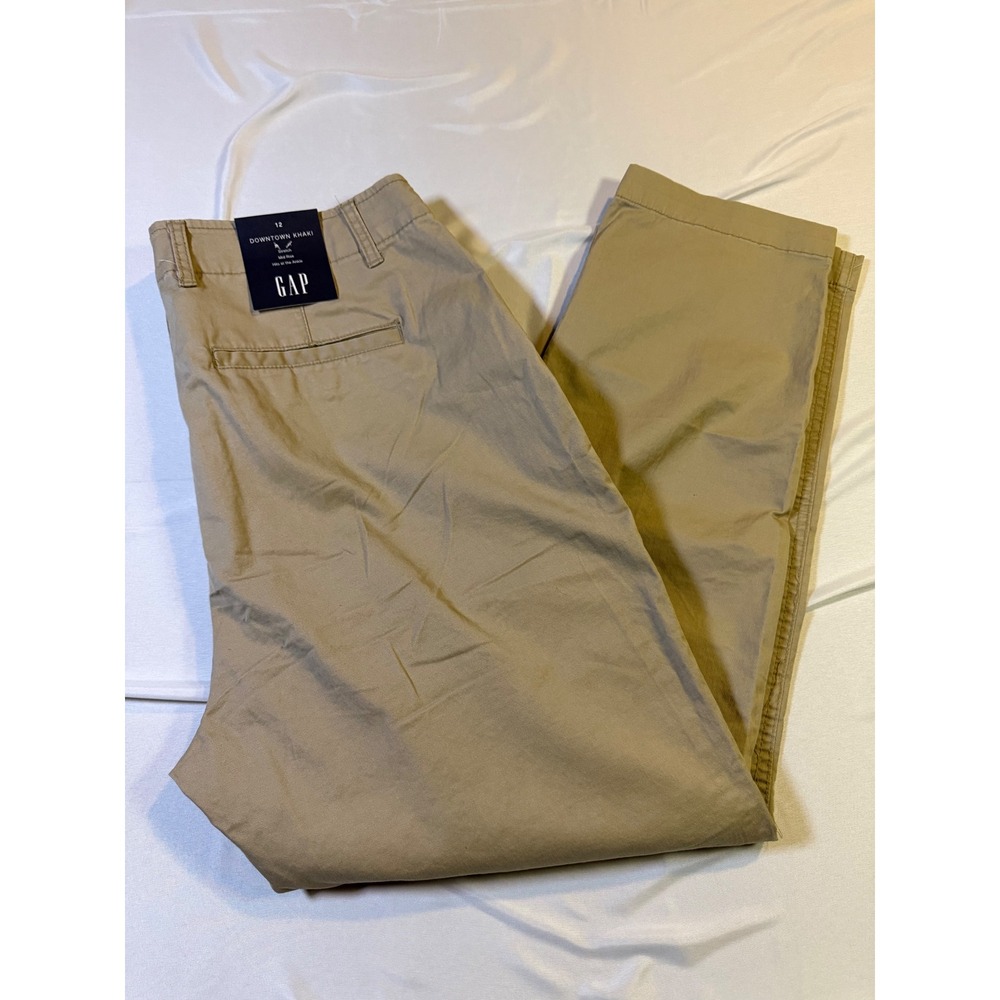 GAP Downtown Khaki Stretch Mid Rise Ankle Pants Tan Women 12